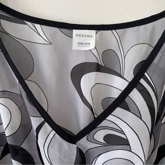 NWT Merona Sheer Short Caftan Swim Coverup Patterned Gray Size 20w/22w - Picture 3 of 10
